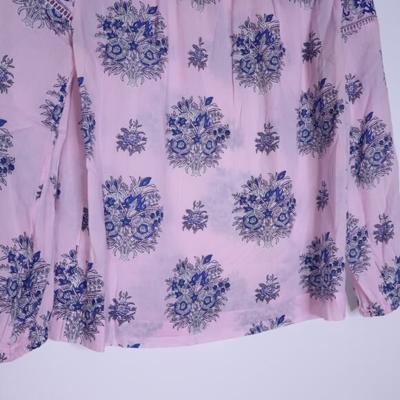 POINT SUR Royal Block Print Popover Blouse Lavender Mist Long Sleeve Women's XXS - Picture 8 of 10